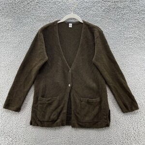 Peruvian Connection Sweater Medium Brown Alpaca Boho Button Tunic Cardigan